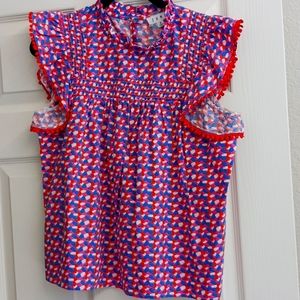 THML Printed Mock-neck Blouse Size M